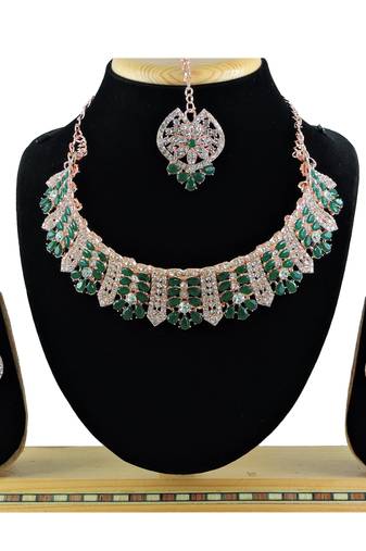 Green designer function wear ad necklace set
