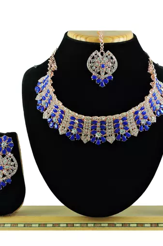 Blue designer function wear ad necklace set