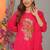 Red Embroidered Cotton Kurta and Pant Set with Dupatta