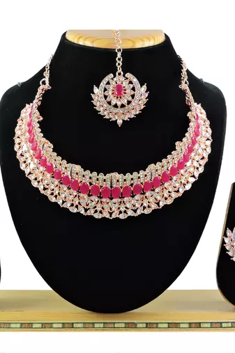 Red designer function wear ad necklace set
