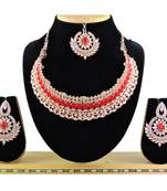 Red designer function wear ad necklace set