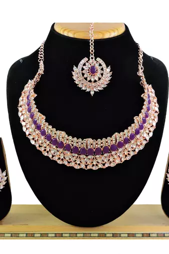 Purple designer function wear ad necklace set