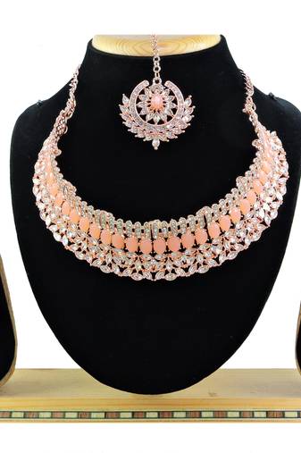 Orange designer function wear ad necklace set