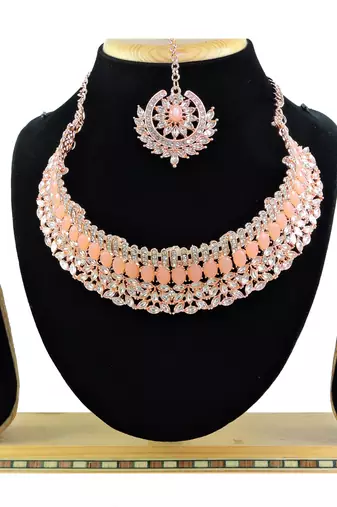 Orange designer function wear ad necklace set