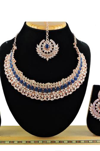 Blue designer function wear ad necklace set