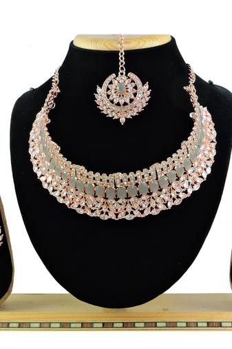Grey designer function wear ad necklace set