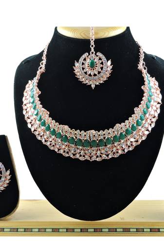 Green designer function wear ad necklace set