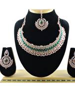 Green designer function wear ad necklace set