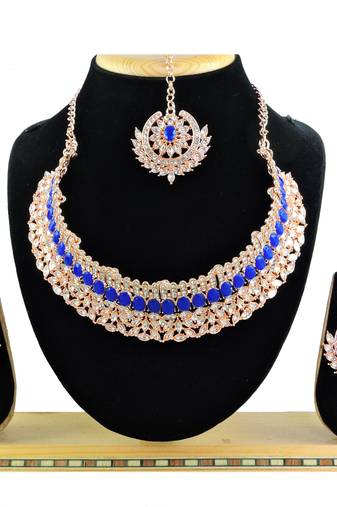 Blue designer function wear ad necklace set