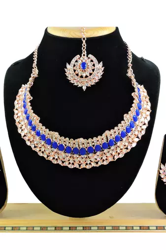 Blue designer function wear ad necklace set