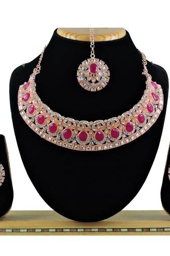 Red designer function wear ad necklace set