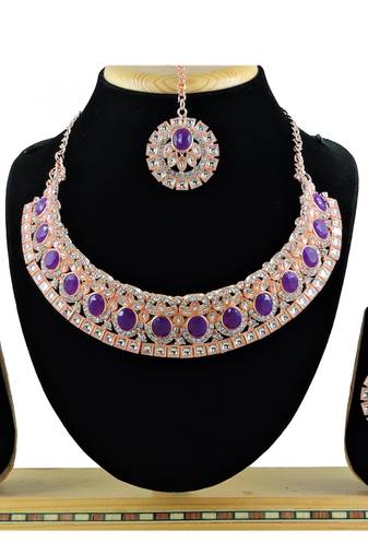 Purple designer function wear ad necklace set