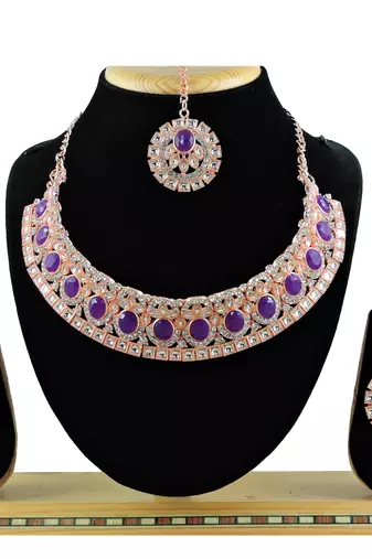 Purple designer function wear ad necklace set