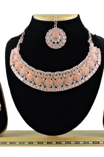 Orange designer function wear ad necklace set