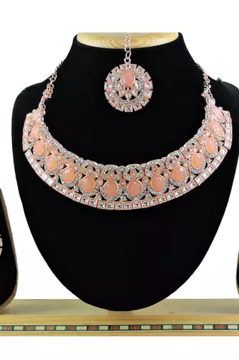 Orange designer function wear ad necklace set
