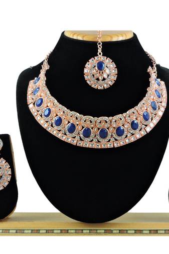 Blue designer function wear ad necklace set
