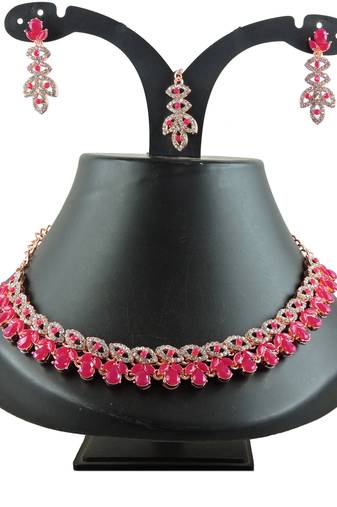 Red designer function wear ad necklace set