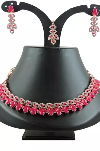 Red designer function wear ad necklace set