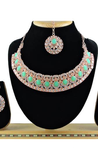 Green designer function wear ad necklace set