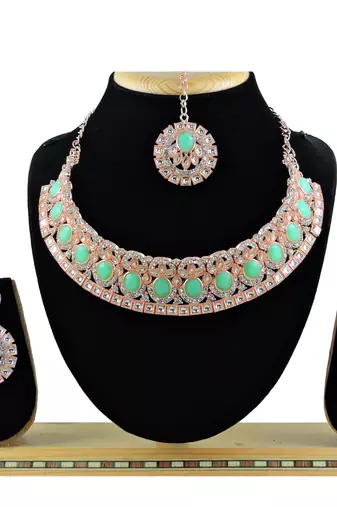 Green designer function wear ad necklace set