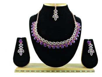Purple designer function wear ad necklace set 1
