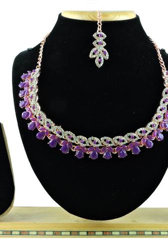 Purple designer function wear ad necklace set