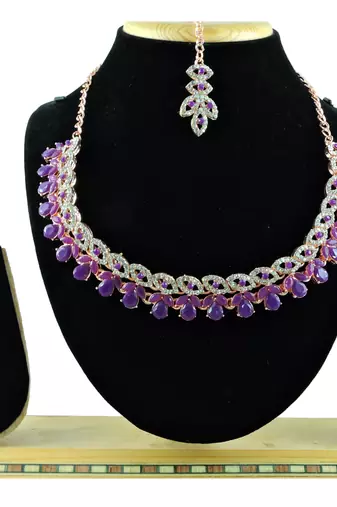 Purple designer function wear ad necklace set