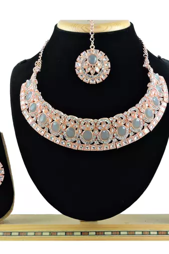 Grey designer function wear ad necklace set