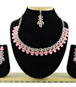 Pink designer function wear ad necklace set