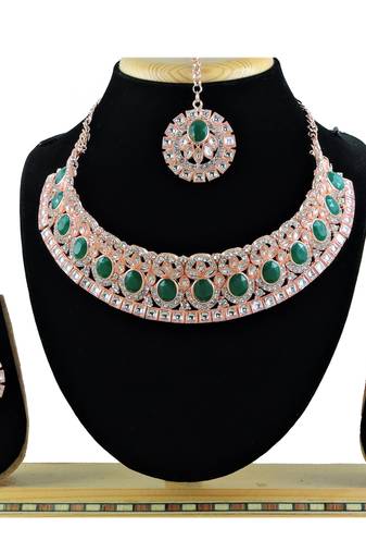 Green designer function wear ad necklace set