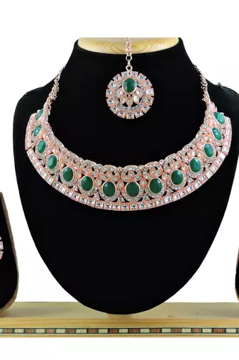 Green designer function wear ad necklace set