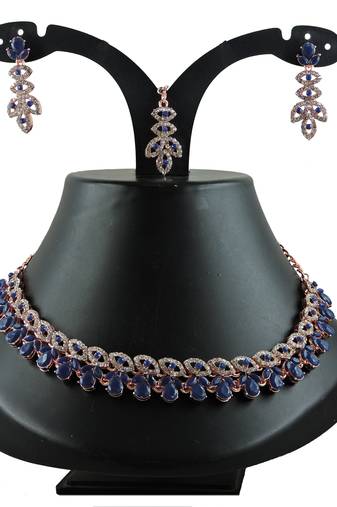 Blue designer function wear ad necklace set