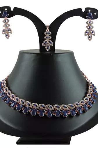 Blue designer function wear ad necklace set