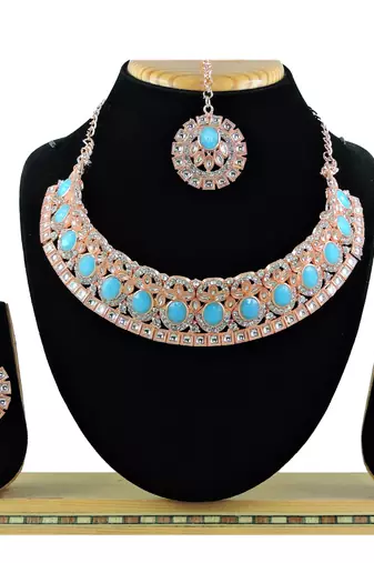 Turquoise designer function wear ad necklace set