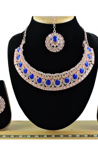Blue designer function wear ad necklace set