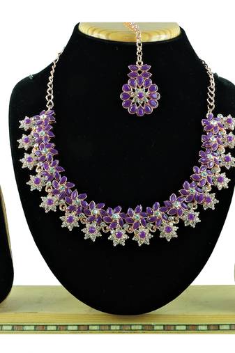 Purple designer function wear ad necklace set