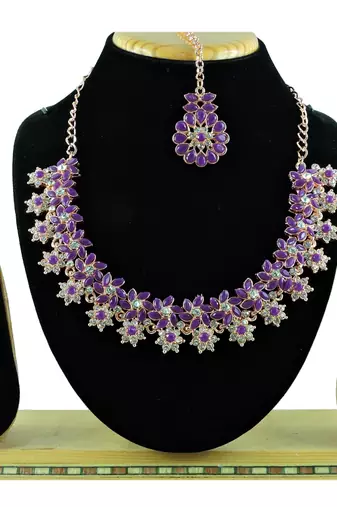 Purple designer function wear ad necklace set