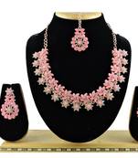 Pink designer function wear ad necklace set