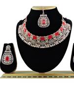 Red designer function wear ad necklace set