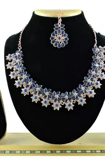 Blue designer function wear ad necklace set