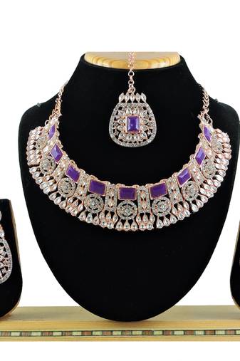 Purple designer function wear ad necklace set