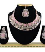 Pink designer function wear ad necklace set