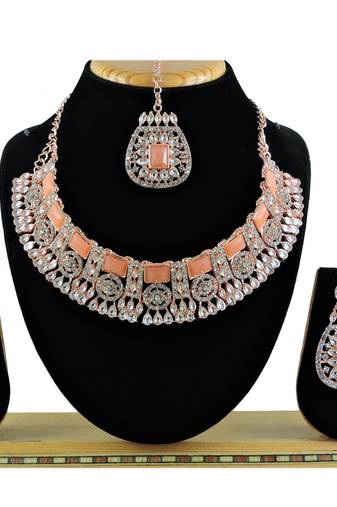 Orange designer function wear ad necklace set