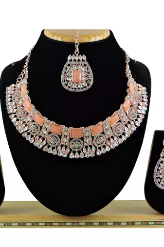 Orange designer function wear ad necklace set