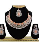 Orange designer function wear ad necklace set