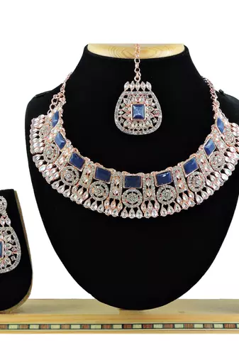 Blue designer function wear ad necklace set