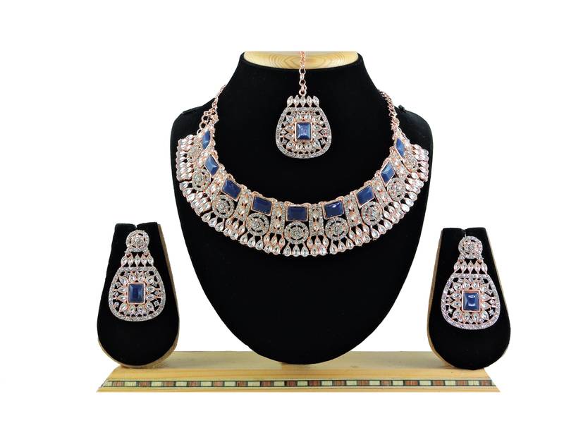 Blue designer function wear ad necklace set