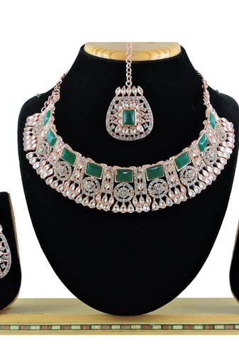 Green designer function wear ad necklace set