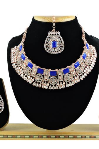 Blue designer function wear ad necklace set