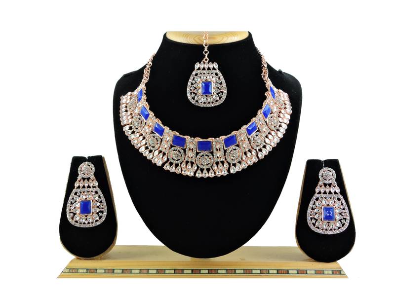 Blue designer function wear ad necklace set